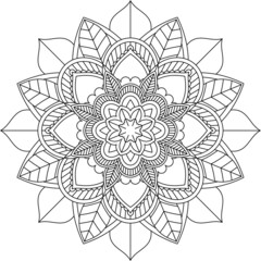 Easy Mandala coloring book simple and basic for beginners, seniors and children. Set of Mehndi flower pattern for Henna drawing and tattoo. Decoration in ethnic oriental, Indian style.