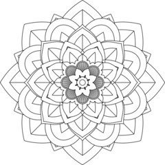 Easy Mandala coloring book simple and basic for beginners, seniors and children. Set of Mehndi flower pattern for Henna drawing and tattoo. Decoration in ethnic oriental, Indian style.