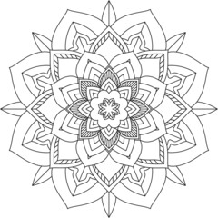 Easy Mandala coloring book simple and basic for beginners, seniors and children. Set of Mehndi flower pattern for Henna drawing and tattoo. Decoration in ethnic oriental, Indian style.