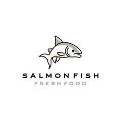 Line art Salmon Poke Bar Logo design inspiration vector