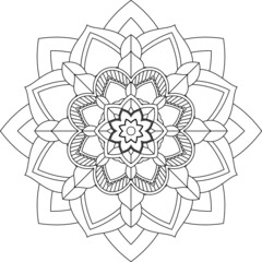 Easy Mandala coloring book simple and basic for beginners, seniors and children. Set of Mehndi flower pattern for Henna drawing and tattoo. Decoration in ethnic oriental, Indian style.