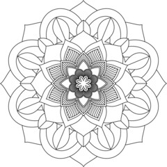 Easy Mandala coloring book simple and basic for beginners, seniors and children. Set of Mehndi flower pattern for Henna drawing and tattoo. Decoration in ethnic oriental, Indian style.