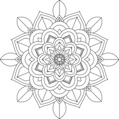 Easy Mandala coloring book simple and basic for beginners, seniors and children. Set of Mehndi flower pattern for Henna drawing and tattoo. Decoration in ethnic oriental, Indian style.