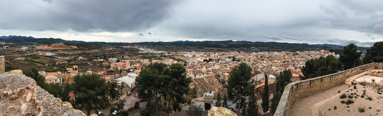 Obraz premium Panoramic view of the city with houses and trees