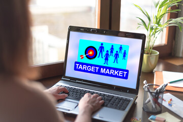 Target market concept on a laptop screen