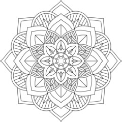 Easy Mandala coloring book simple and basic for beginners, seniors and children. Set of Mehndi flower pattern for Henna drawing and tattoo. Decoration in ethnic oriental, Indian style.