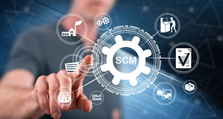 Man touching a scm concept