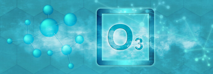 O3 symbol. Ozone molecule - obrazy, fototapety, plakaty