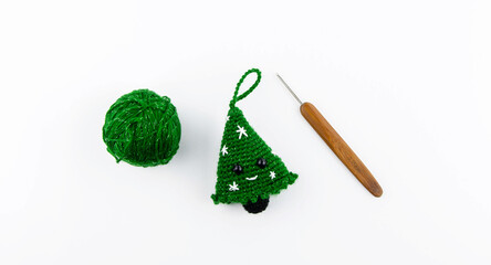 Christmas creativity crochet. DIY Christmas tree decoration.