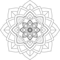 Fototapeta premium Easy Mandala coloring book simple and basic for beginners, seniors and children. Set of Mehndi flower pattern for Henna drawing and tattoo. Decoration in ethnic oriental, Indian style.
