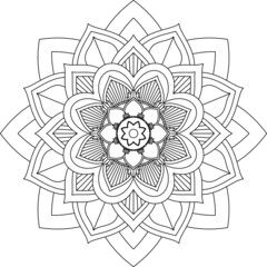 Easy Mandala coloring book simple and basic for beginners, seniors and children. Set of Mehndi flower pattern for Henna drawing and tattoo. Decoration in ethnic oriental, Indian style.