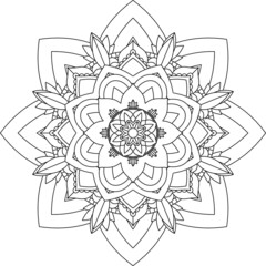 Easy Mandala coloring book simple and basic for beginners, seniors and children. Set of Mehndi flower pattern for Henna drawing and tattoo. Decoration in ethnic oriental, Indian style.