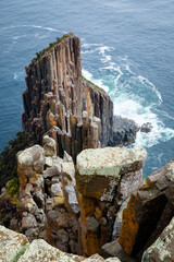 Dramatic view over the pillar cliffs of Cape Raoul, Tasmania, Australia
