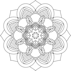 Easy Mandala coloring book simple and basic for beginners, seniors and children. Set of Mehndi flower pattern for Henna drawing and tattoo. Decoration in ethnic oriental, Indian style.