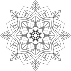 Easy Mandala coloring book simple and basic for beginners, seniors and children. Set of Mehndi flower pattern for Henna drawing and tattoo. Decoration in ethnic oriental, Indian style.