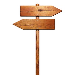 Wegweiser - zwei Holzpfeile weisen in verschiedene Richtungen