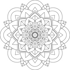 Easy Mandala coloring book simple and basic for beginners, seniors and children. Set of Mehndi flower pattern for Henna drawing and tattoo. Decoration in ethnic oriental, Indian style.