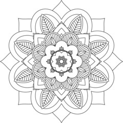 Easy Mandala coloring book simple and basic for beginners, seniors and children. Set of Mehndi flower pattern for Henna drawing and tattoo. Decoration in ethnic oriental, Indian style.
