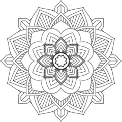 Easy Mandala coloring book simple and basic for beginners, seniors and children. Set of Mehndi flower pattern for Henna drawing and tattoo. Decoration in ethnic oriental, Indian style.