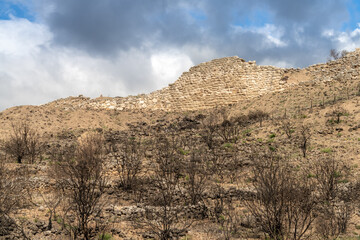 Damaging fires that theatened the ruins of Mycenae, an archaeological site near Mykines in Argolis, north-eastern Peloponnese, Greece.