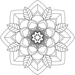 Easy Mandala coloring book simple and basic for beginners, seniors and children. Set of Mehndi flower pattern for Henna drawing and tattoo. Decoration in ethnic oriental, Indian style.