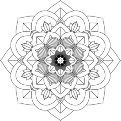 Easy Mandala coloring book simple and basic for beginners, seniors and children. Set of Mehndi flower pattern for Henna drawing and tattoo. Decoration in ethnic oriental, Indian style.