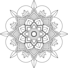 Easy Mandala coloring book simple and basic for beginners, seniors and children. Set of Mehndi flower pattern for Henna drawing and tattoo. Decoration in ethnic oriental, Indian style.