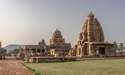 Fototapeta na wymiar architectural complex in Pattadakal of the 8th century, the climax in the development of the Hindu style of Wesar in temple architecture