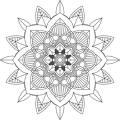 Easy Mandala coloring book simple and basic for beginners, seniors and children. Set of Mehndi flower pattern for Henna drawing and tattoo. Decoration in ethnic oriental, Indian style.