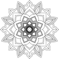Easy Mandala coloring book simple and basic for beginners, seniors and children. Set of Mehndi flower pattern for Henna drawing and tattoo. Decoration in ethnic oriental, Indian style.