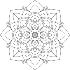 Easy Mandala coloring book simple and basic for beginners, seniors and children. Set of Mehndi flower pattern for Henna drawing and tattoo. Decoration in ethnic oriental, Indian style.