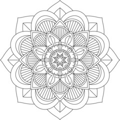 Easy Mandala coloring book simple and basic for beginners, seniors and children. Set of Mehndi flower pattern for Henna drawing and tattoo. Decoration in ethnic oriental, Indian style.
