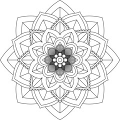 Easy Mandala coloring book simple and basic for beginners, seniors and children. Set of Mehndi flower pattern for Henna drawing and tattoo. Decoration in ethnic oriental, Indian style.