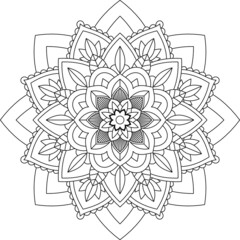 Easy Mandala coloring book simple and basic for beginners, seniors and children. Set of Mehndi flower pattern for Henna drawing and tattoo. Decoration in ethnic oriental, Indian style.