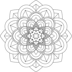 Easy Mandala coloring book simple and basic for beginners, seniors and children. Set of Mehndi flower pattern for Henna drawing and tattoo. Decoration in ethnic oriental, Indian style.