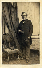 Civil War Era 1860s Gentleman With A Hat - obrazy, fototapety, plakaty