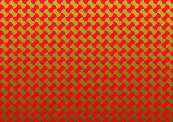 和紙に描かれた赤と金の分銅繋ぎ、日本の伝統模様素材