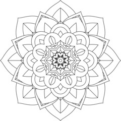 Easy Mandala coloring book simple and basic for beginners, seniors and children. Set of Mehndi flower pattern for Henna drawing and tattoo. Decoration in ethnic oriental, Indian style.