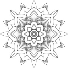 Easy Mandala coloring book simple and basic for beginners, seniors and children. Set of Mehndi flower pattern for Henna drawing and tattoo. Decoration in ethnic oriental, Indian style.