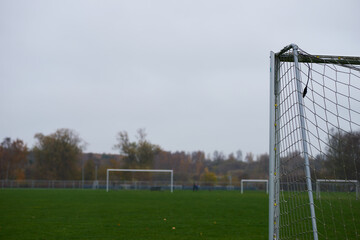 Closeup of a football goal