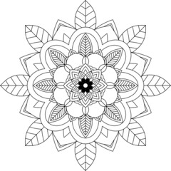 Easy Mandala coloring book simple and basic for beginners, seniors and children. Set of Mehndi flower pattern for Henna drawing and tattoo. Decoration in ethnic oriental, Indian style.
