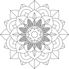 Easy Mandala coloring book simple and basic for beginners, seniors and children. Set of Mehndi flower pattern for Henna drawing and tattoo. Decoration in ethnic oriental, Indian style.