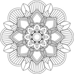 Easy Mandala coloring book simple and basic for beginners, seniors and children. Set of Mehndi flower pattern for Henna drawing and tattoo. Decoration in ethnic oriental, Indian style.