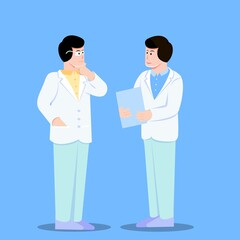 flat design of the doctors were discussing public health