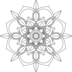Easy Mandala coloring book simple and basic for beginners, seniors and children. Set of Mehndi flower pattern for Henna drawing and tattoo. Decoration in ethnic oriental, Indian style.
