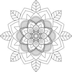 Easy Mandala coloring book simple and basic for beginners, seniors and children. Set of Mehndi flower pattern for Henna drawing and tattoo. Decoration in ethnic oriental, Indian style.