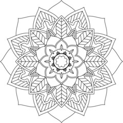 Easy Mandala coloring book simple and basic for beginners, seniors and children. Set of Mehndi flower pattern for Henna drawing and tattoo. Decoration in ethnic oriental, Indian style.