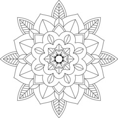 Easy Mandala coloring book simple and basic for beginners, seniors and children. Set of Mehndi flower pattern for Henna drawing and tattoo. Decoration in ethnic oriental, Indian style.