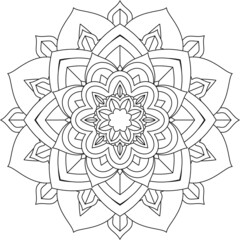 Easy Mandala coloring book simple and basic for beginners, seniors and children. Set of Mehndi flower pattern for Henna drawing and tattoo. Decoration in ethnic oriental, Indian style.