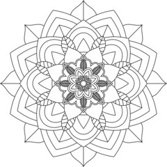 Easy Mandala coloring book simple and basic for beginners, seniors and children. Set of Mehndi flower pattern for Henna drawing and tattoo. Decoration in ethnic oriental, Indian style.